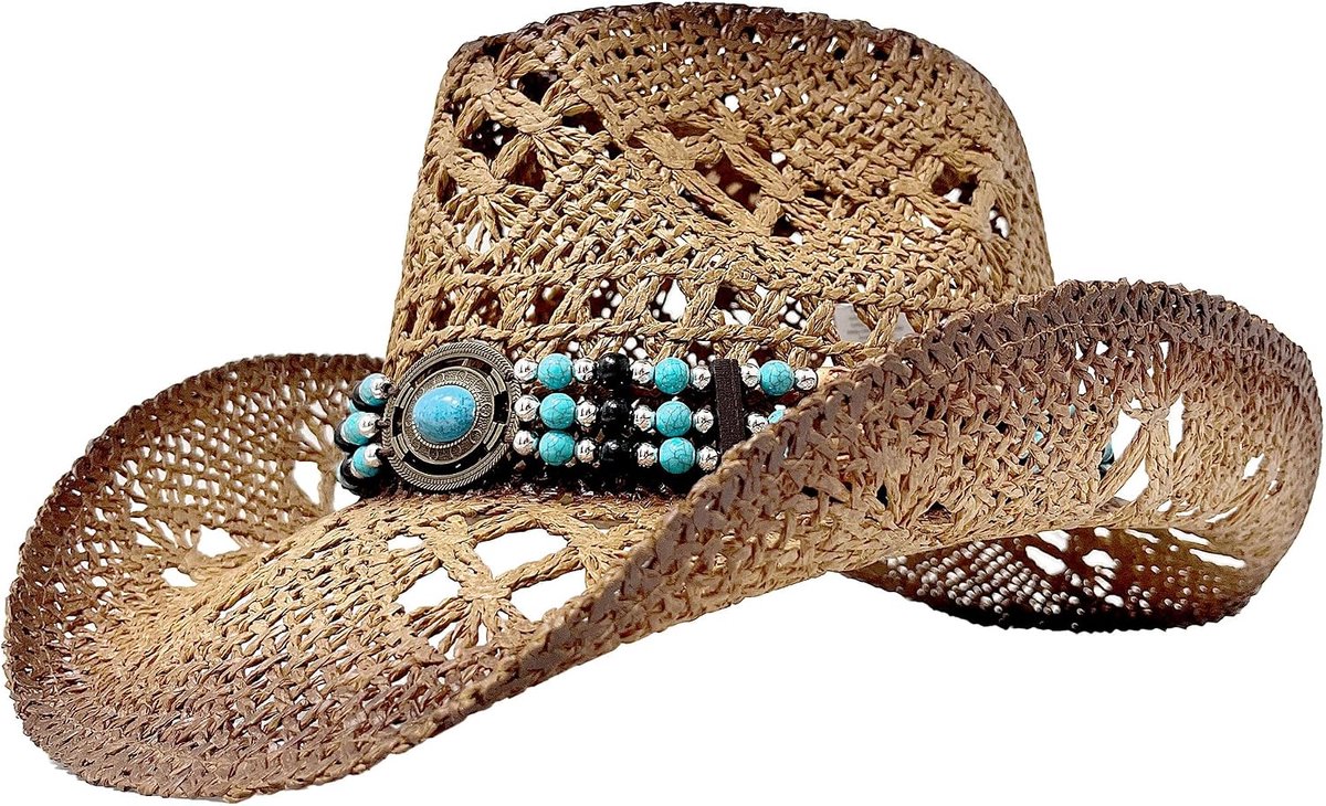 Cowboyhoed voor heren, ademend, westernstijl, voor zomer, beurzen, festival, veld en outdoor, maten 58 cm en 61 cm