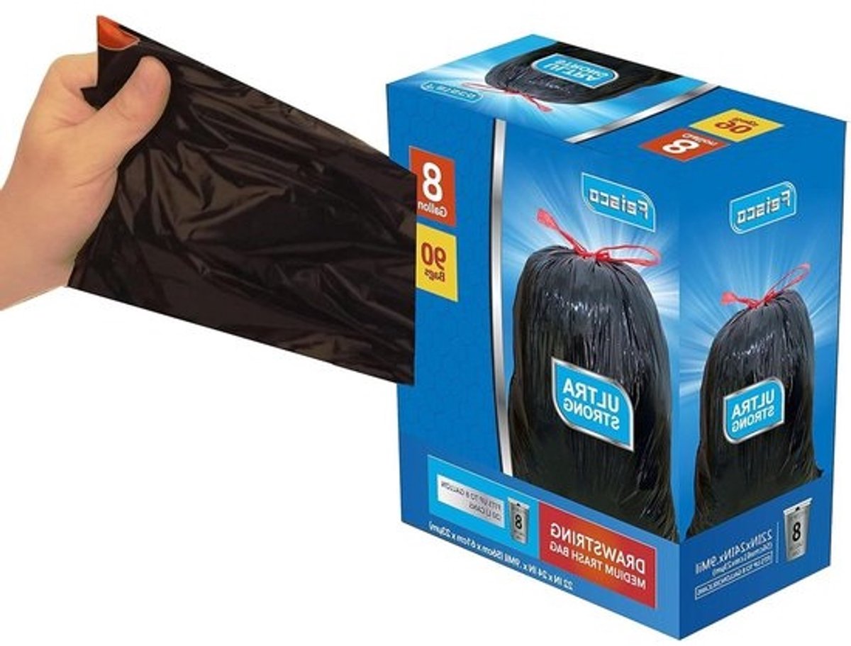 Vuilniszakken Trekkoord - Prullenbak Voeringen - Huishoudelijk Afval Sorteren - Extra Sterke Kwaliteit - 30 Liter 90 Stuks - Zwart
