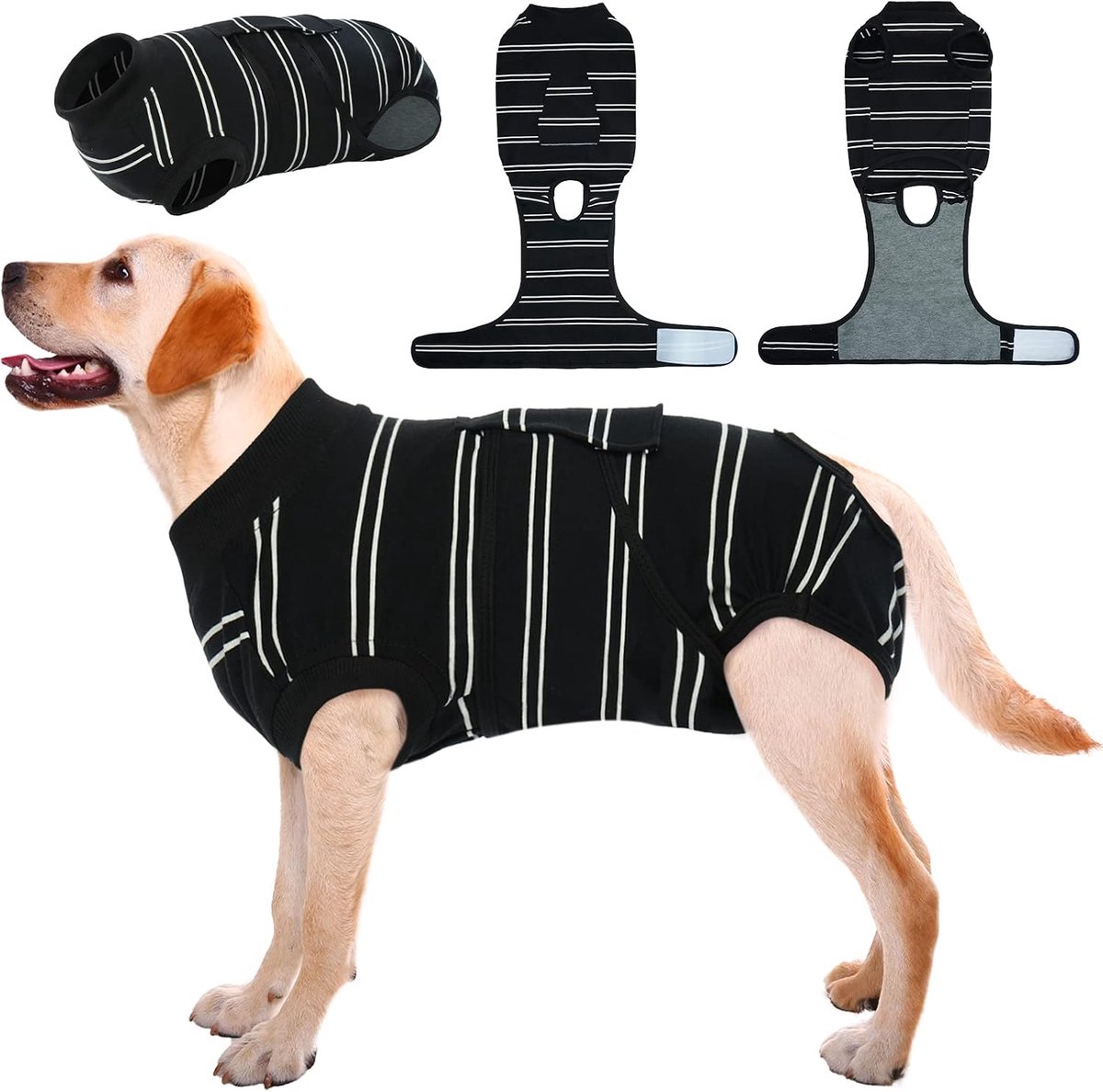 Hondenbody na castratie, reude, teen, ademende body hond, kattenbody, anti-wondlikken, pak hond, E-kraag, lichaamsoperatie