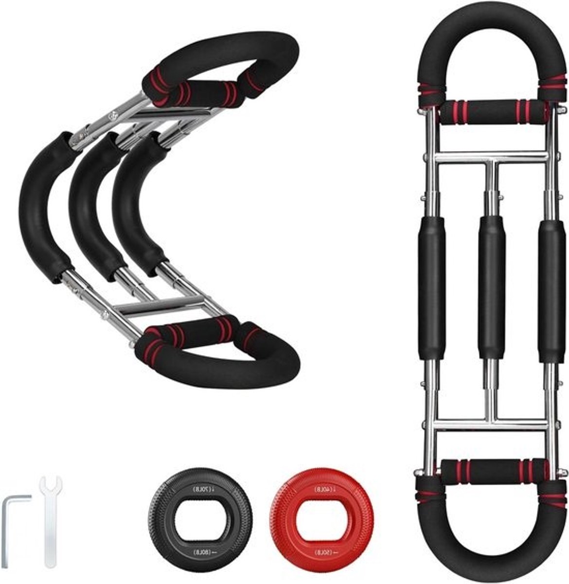 Armtrainer - U-vorm trainer - Kracht opbouwen - Verstelbare weerstand - 26 cm - Blauw