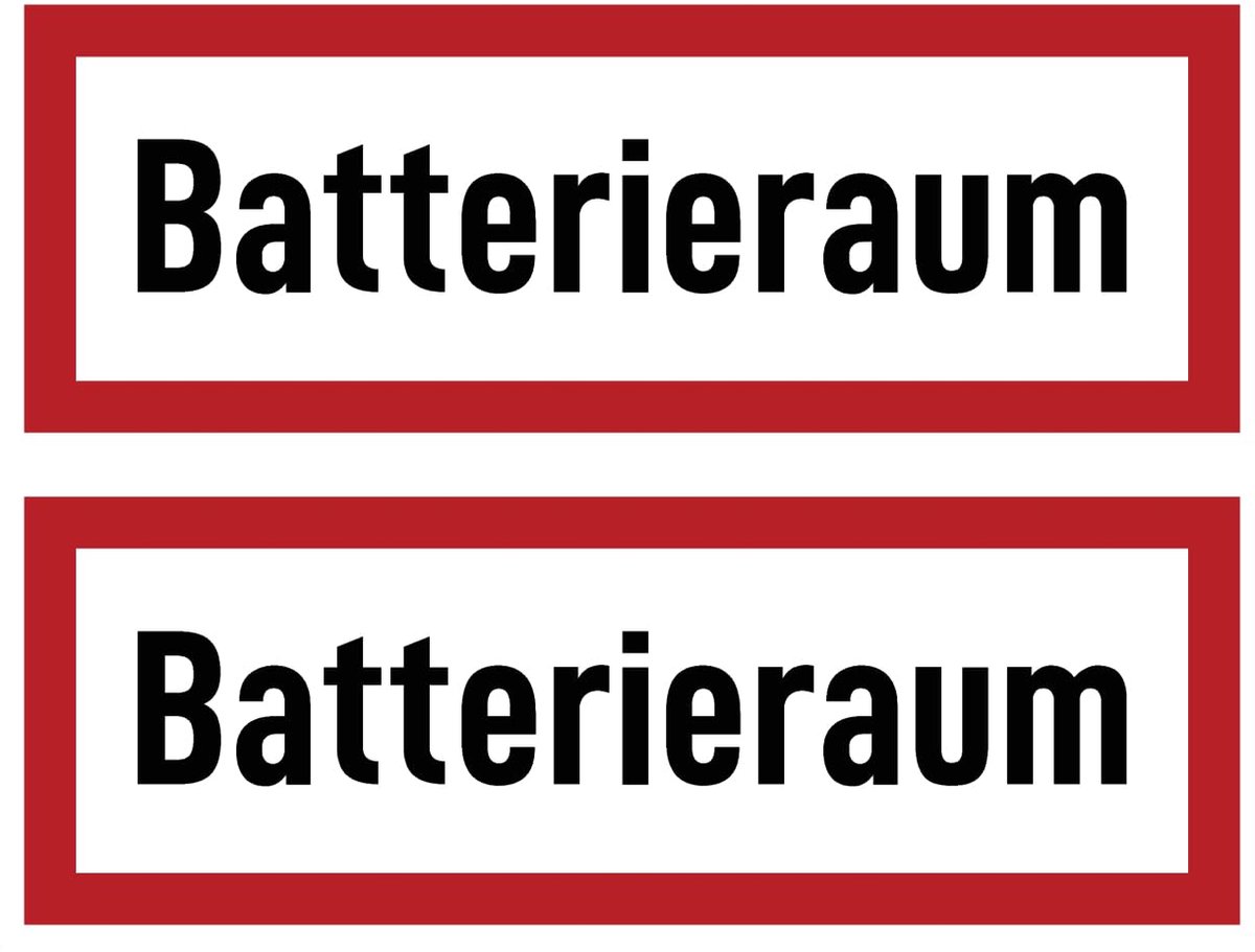 74x210 mm, 2 stuks - Batterijruimte - brandveiligheidssignalen - Aanwijzingsbord op brandbeveiliging en gebruiksaanwijzingen - DIN 4066 - D1