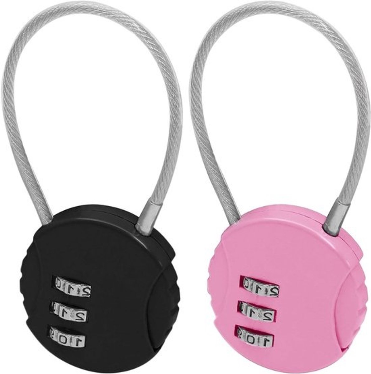 Combinatieslot Set - Cijferslot Bagage - Veilige Opslag - Waterproof Zinklegering - 2 Stuks - Roze Zwart