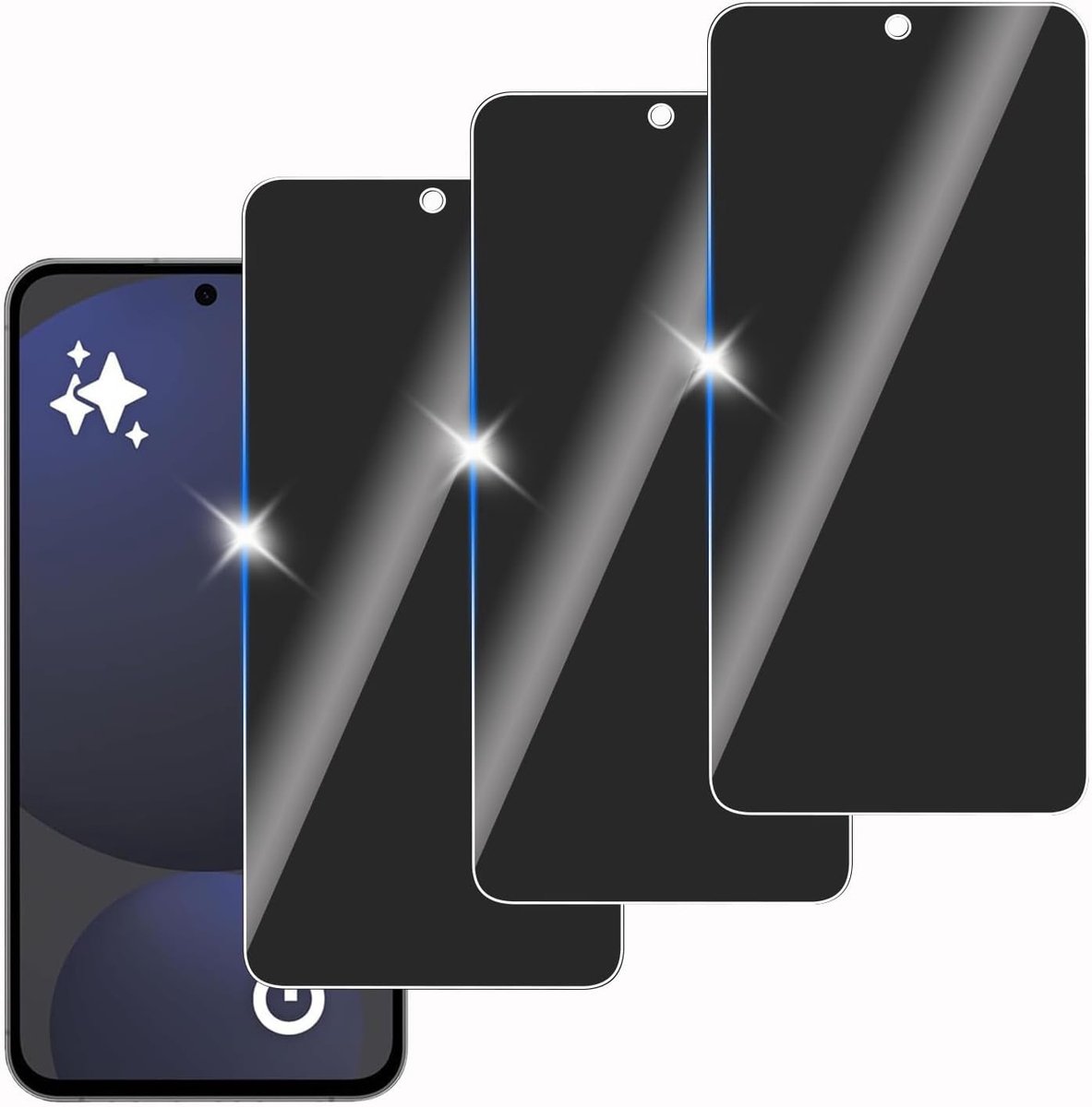 3 stuks anti-spion gehard glas voor Samsung Galaxy S24FE, beschermglas voor scherm, bubbelvrij, hardheid 9H, eenvoudig te installeren, krasbestendig