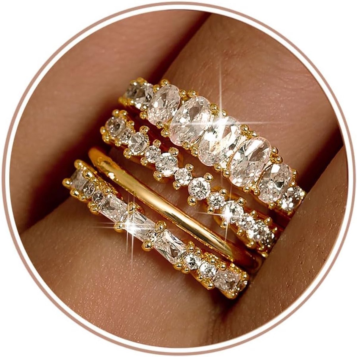 Ringen vrouwen 14 karaat vergulde ringen set ring goud dames duimring verlovingsring gouden vingerring ringen goud waterdicht - met juwelendoos