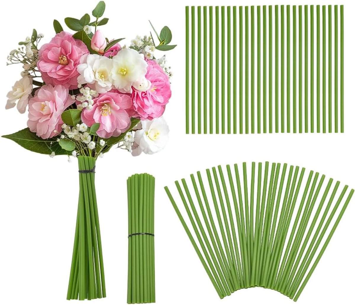 100 stuks 20 cm bloemstengelhoezen 4 mm groene buizen voor bundelen kunstbloemen simulatie stam boeketten kunstmatige accessoires voor doe-het-zelf bruiloft middelpunt boeket