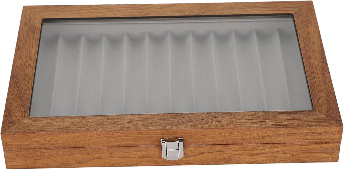 Dailygoods- Pennenbox voor 12 Pennen - Houten Opbergdoos - Organizer met 12 Pennenleuven - Cadeau voor Vader/Vriend - Duurzaam en Schokbestendig - Lan