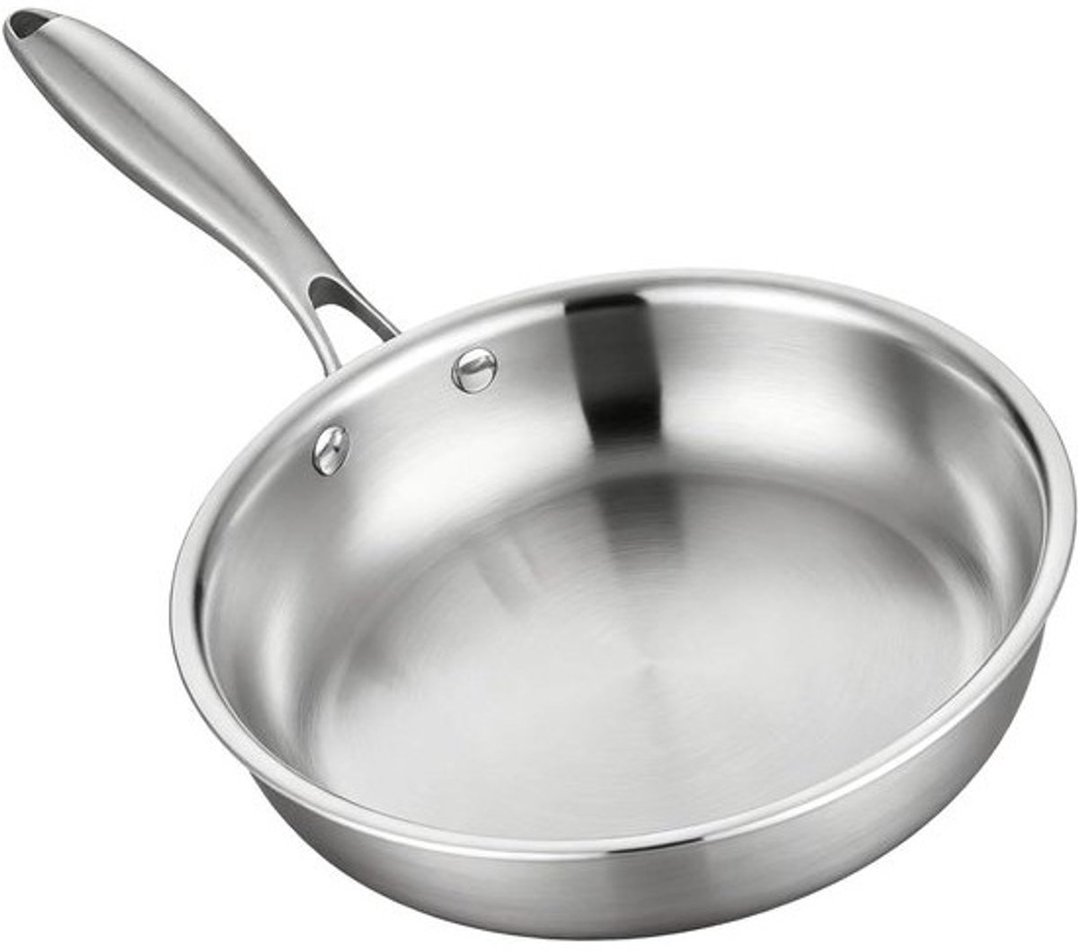 Roestvrijstalen Koekenpan - Antiaanbak Wok - Dagelijks Koken - Gelijkmatige Warmte - 24-30 cm - Zilverkleurig