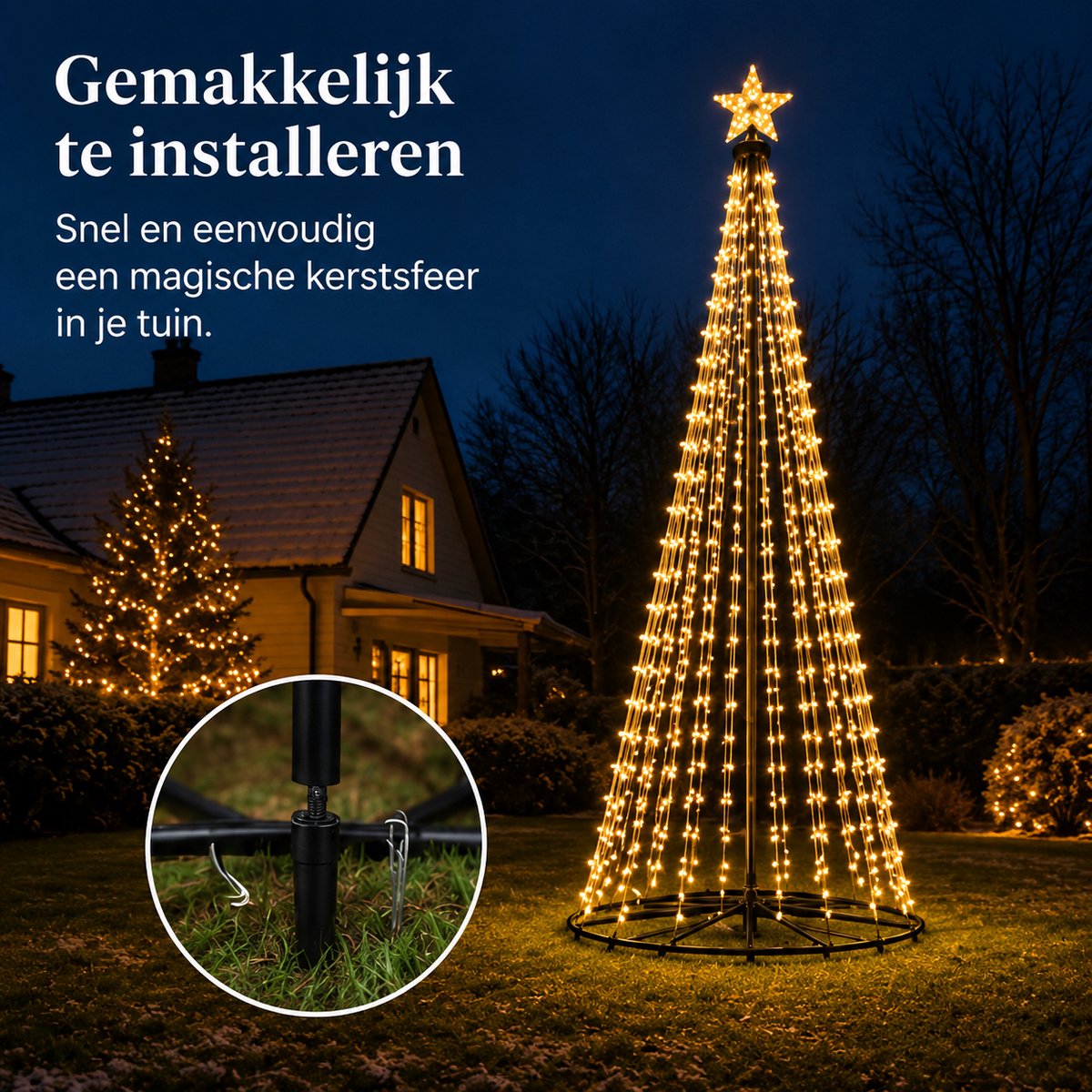 XXL led-kerstboom - Kerstboom - 2.3Meter - voor buiten - Warm-wit & gekleurd licht – foto 8