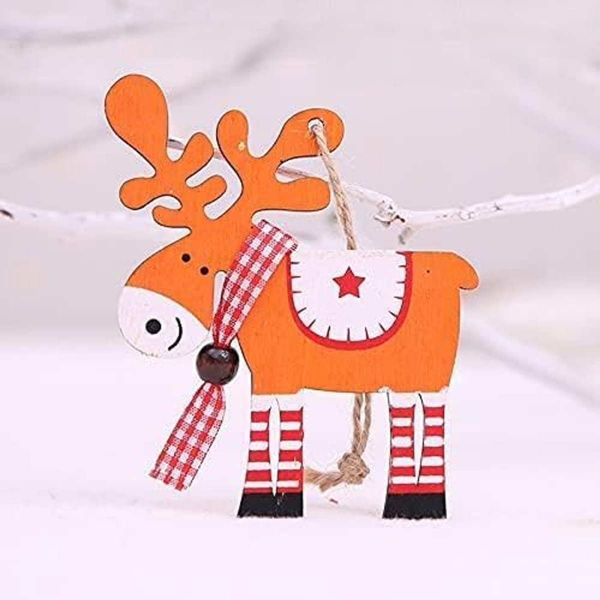 Kunstkerstboom Nieuwjaar 1pc 2D 3D Kerst Ornament Houten Hanging Hangers Star Xmas Tree Bell Christmas Decorations for thuis (Color : Fluorescence Yellow)