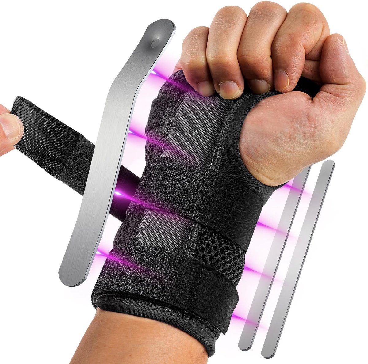 Polsbandage met spalken, duimopening, zacht, voor carpaal tunnelsyndroom
