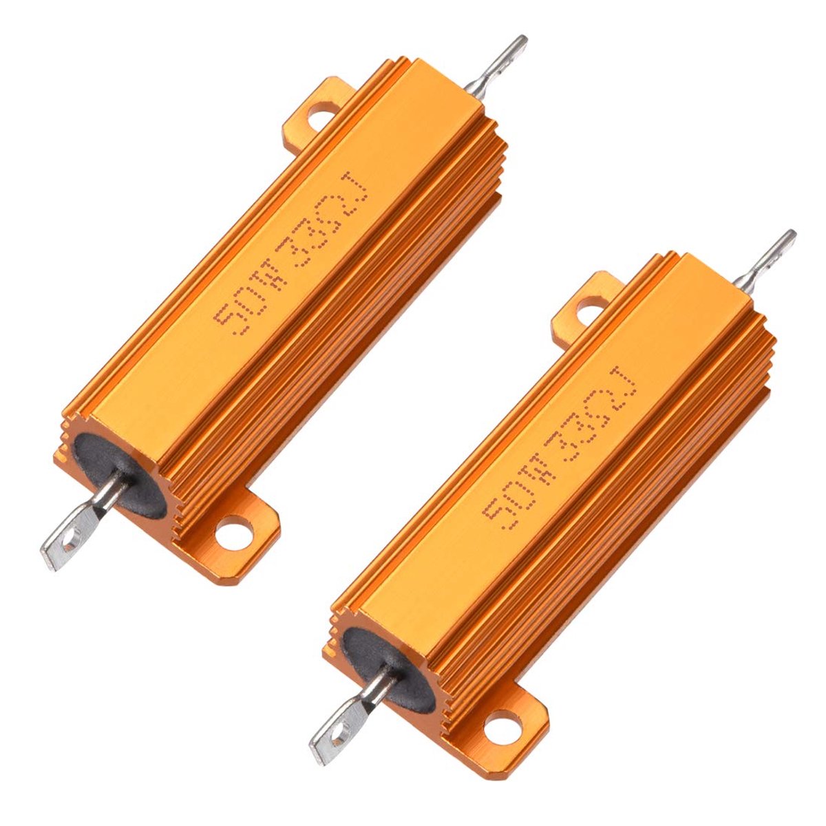 50 W 33 Ohm 5% behuizing van aluminium weerstand schroeven armatuur frame gewikkeld lastweerstanden goud 2 stuks