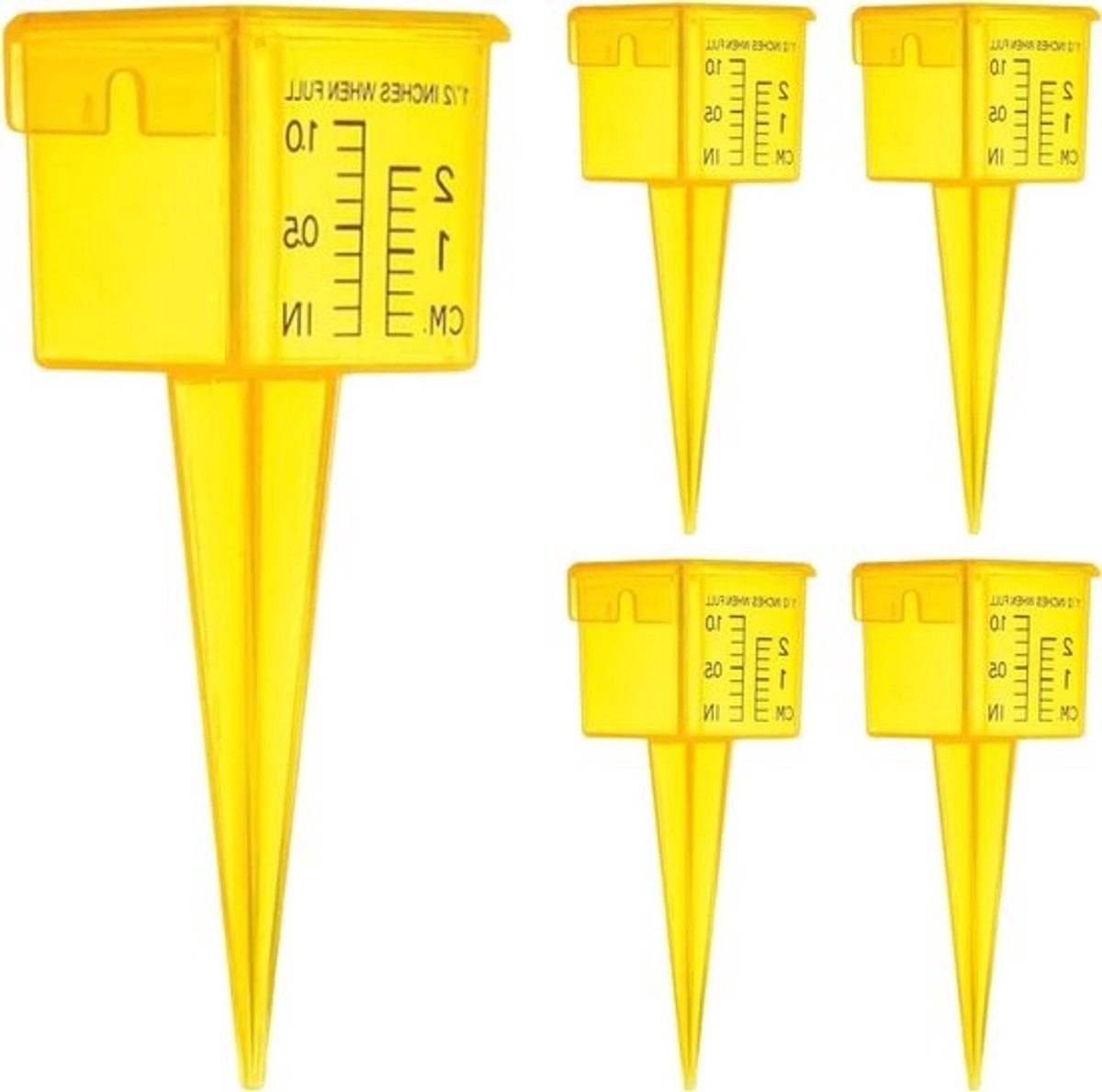 Regenmeters Gazon - Watermeters Tuin - Neerslag Meten - Brede Opening - 5 Stuks - Geel