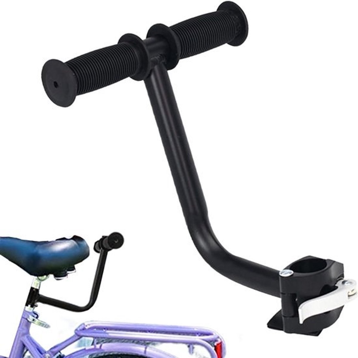 Achterbank Stuur - Fiets Handvat - Kinderen Vervoeren - Antislip Greep - Universele Pasvorm - Zwart