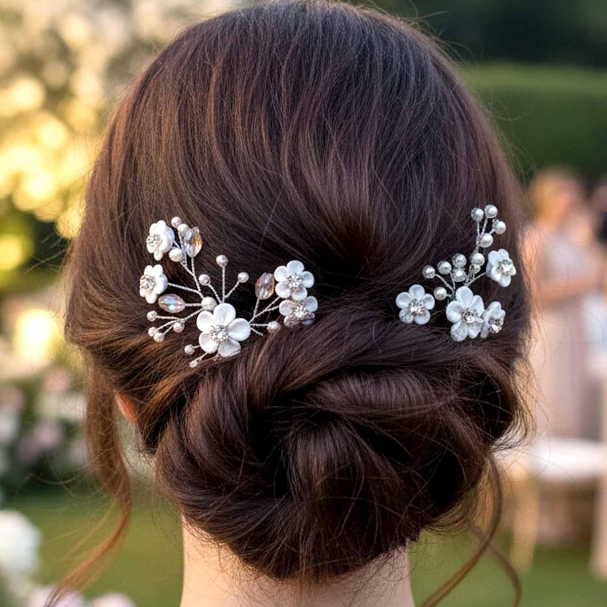 Haarspelden bruiloft, zilveren steentjes, haarspelden, haaraccessoires voor dames en meisjes (2 stuks, zilver)