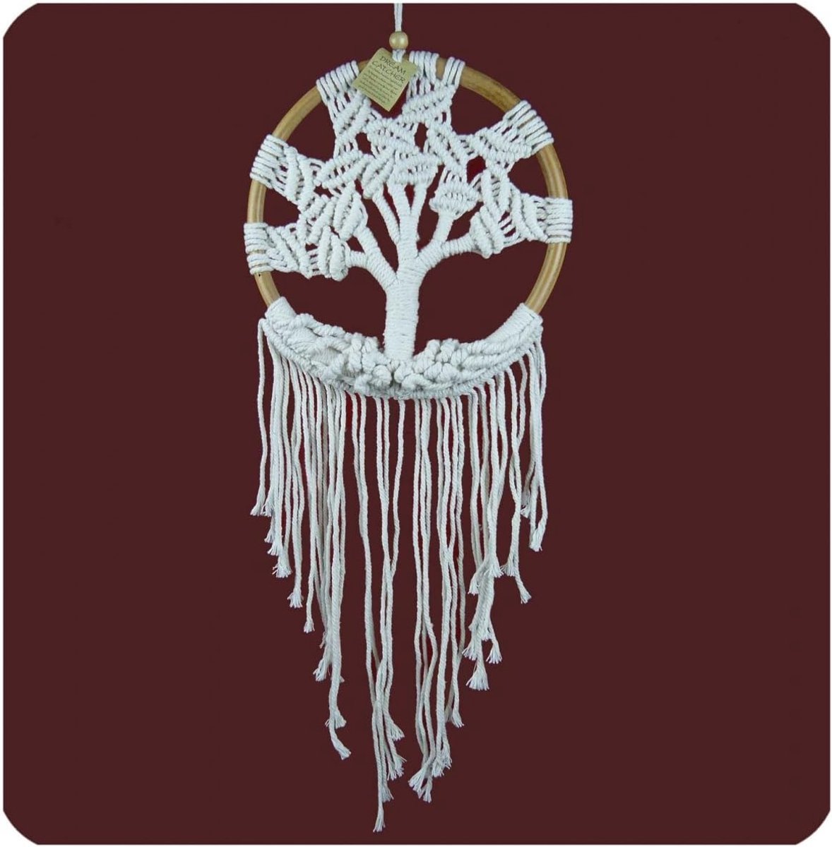 Dromenvanger dreamcatcher levensboom wereldboom dromen windspel geschenk decoratie hangend wit 28 x 80 cm