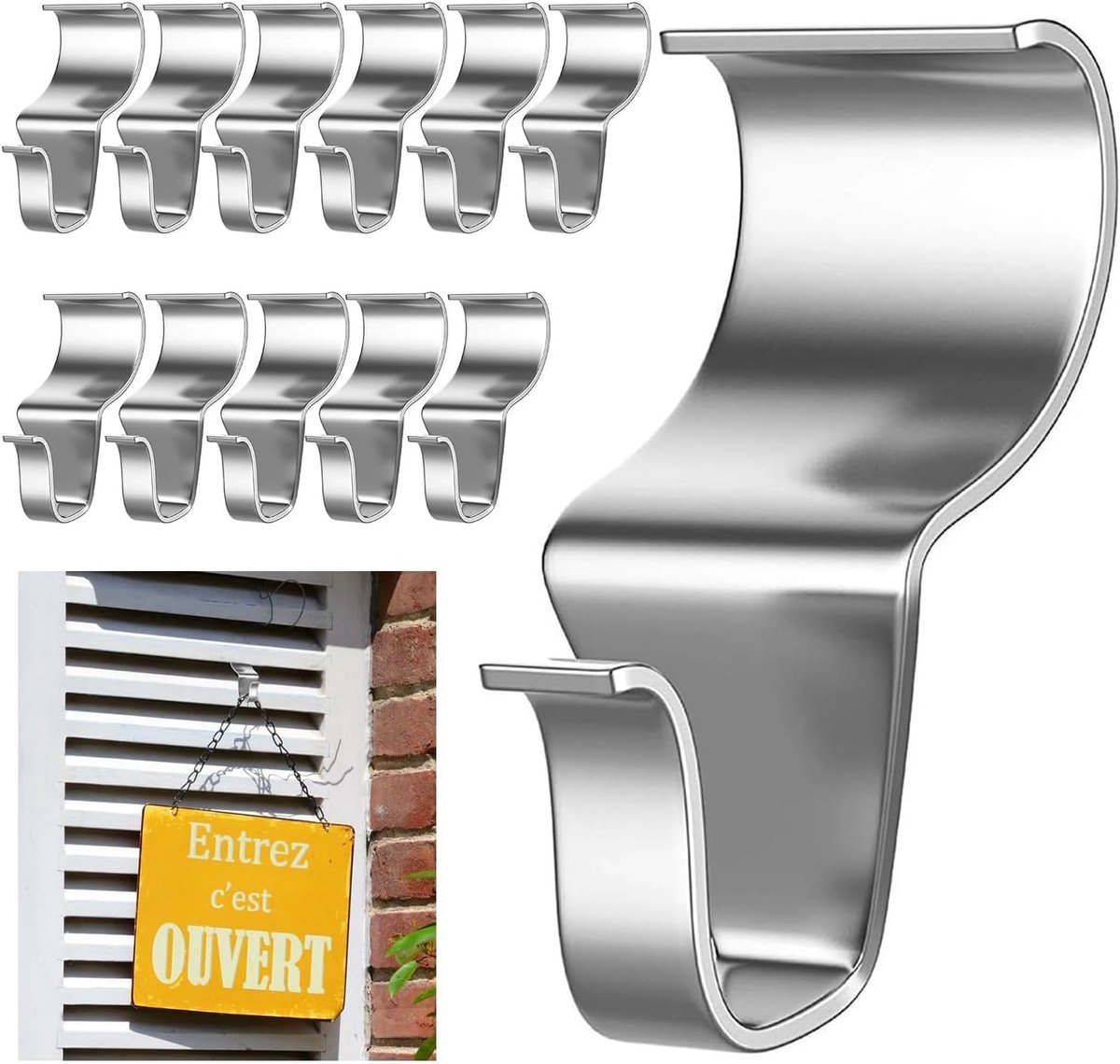 Dailygoods- Vinyl Siding Hooks 12pcs - Geen Boren - Hangers voor Buiten - Decoraties - Robuust Roestvrij Staal - Eenvoudig te Installeren - Decoratieh