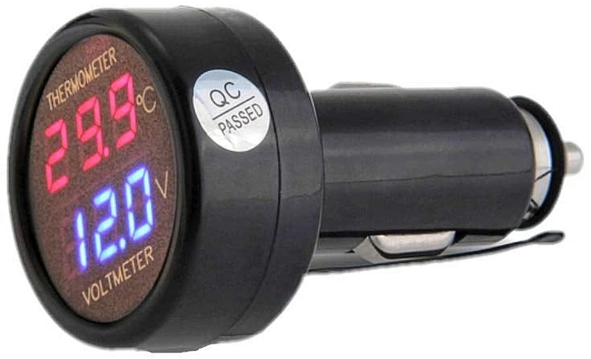 Voltmeter thermometer 2 in 1, digitale weergave auto batterij spanning temperatuur gauge monitor tester meter voltmeter, DC 12V 24V