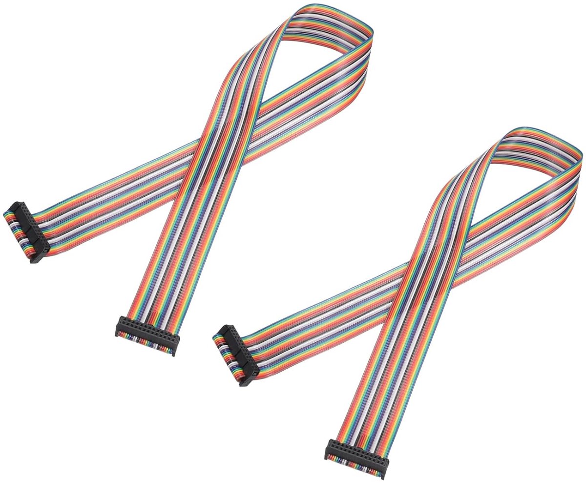 Regenboog lintkabel 2,54 mm raster 26-pins aansluitkabel FC dubbele vrouwelijke zwarte stekker voor doe-het-zelf experiment 6,5 m lengte 2 stuks