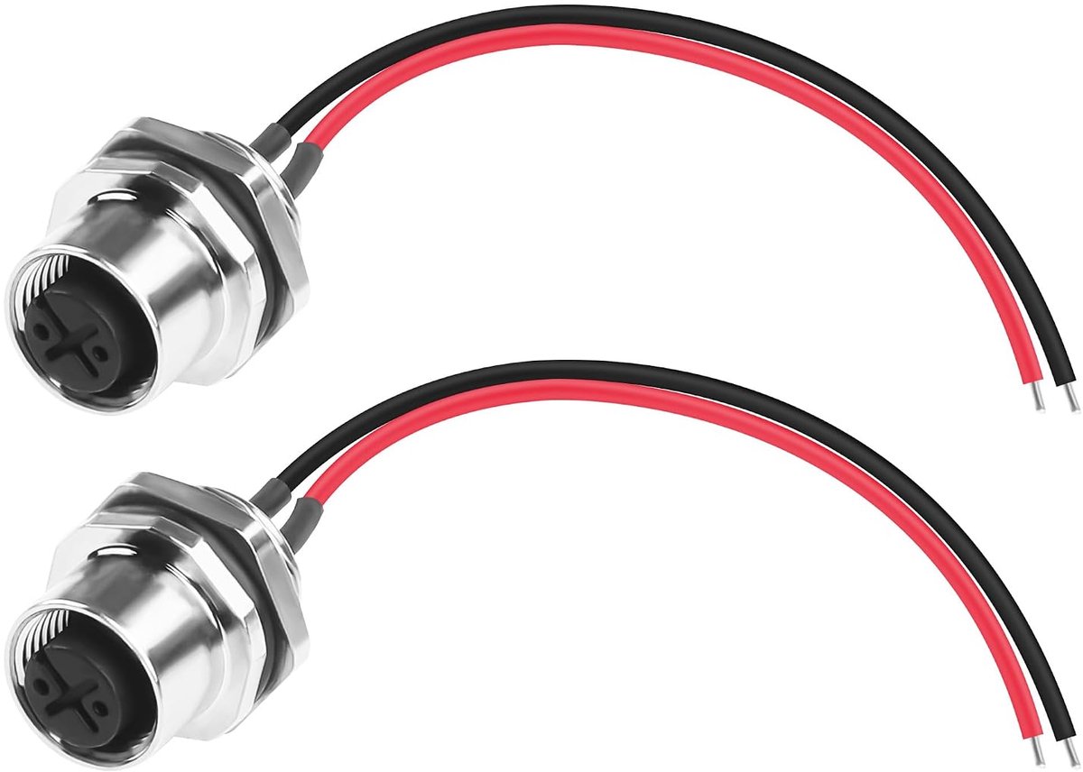 4 Pin Connector Cable,A-Coded IP67 Waterproof Aviation​Pin to Bare Wire,22AWG Tinned Copper Sensor Cable for PCB Board 12CM/4.72Inch 2PCS (vrouwelijke connector 2pin)