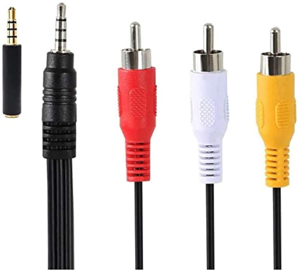 Videokabel 3,5 mm naar RCA AV camcorder 3,5 mm mannelijk naar 3 RCA-stekker stereo audio aux-kabel voor smartphones, MP3-spelers, tablets, luidsprekers, thuisbioscoop