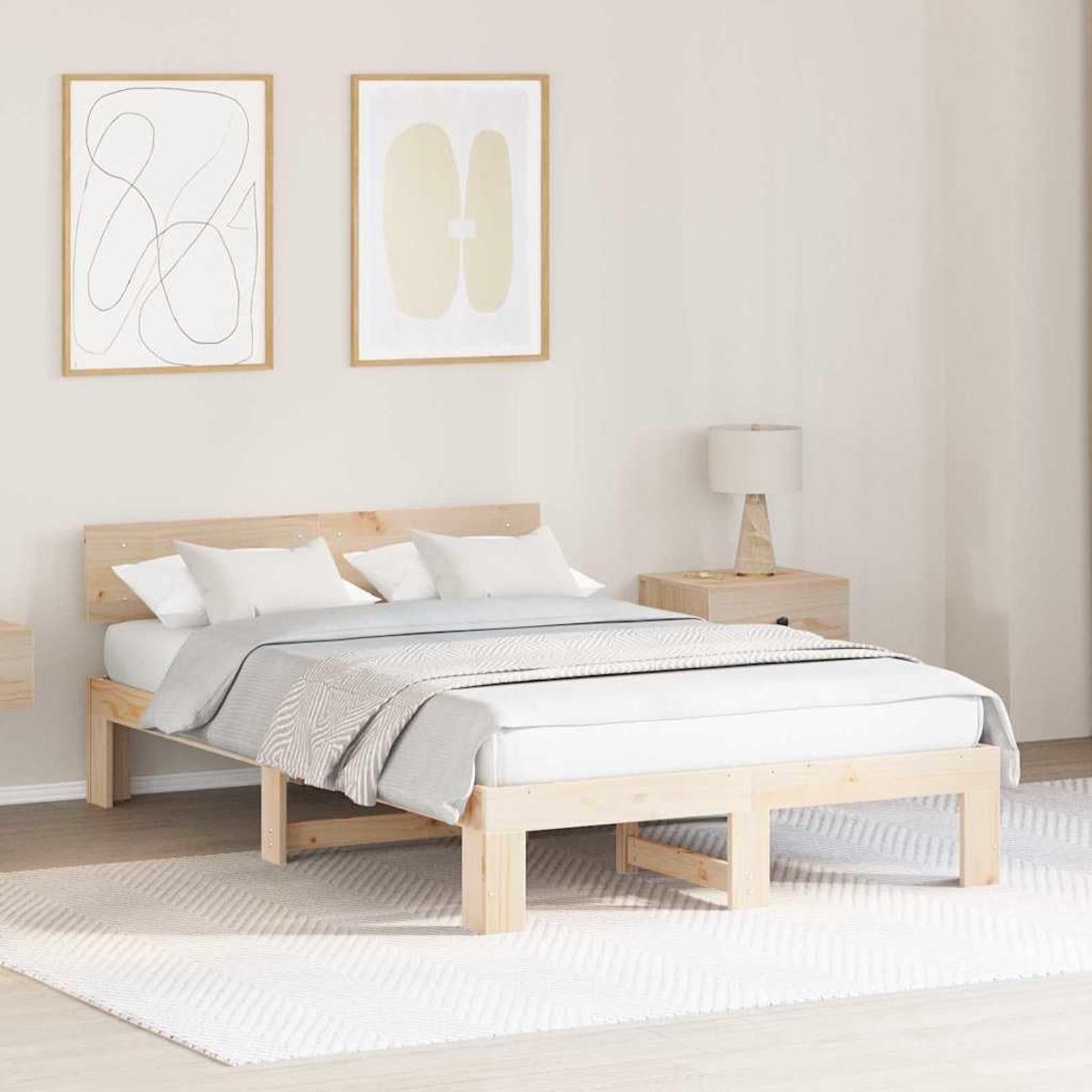 Grenenhout modern minimalistisch Naturel 135 x 190 cm