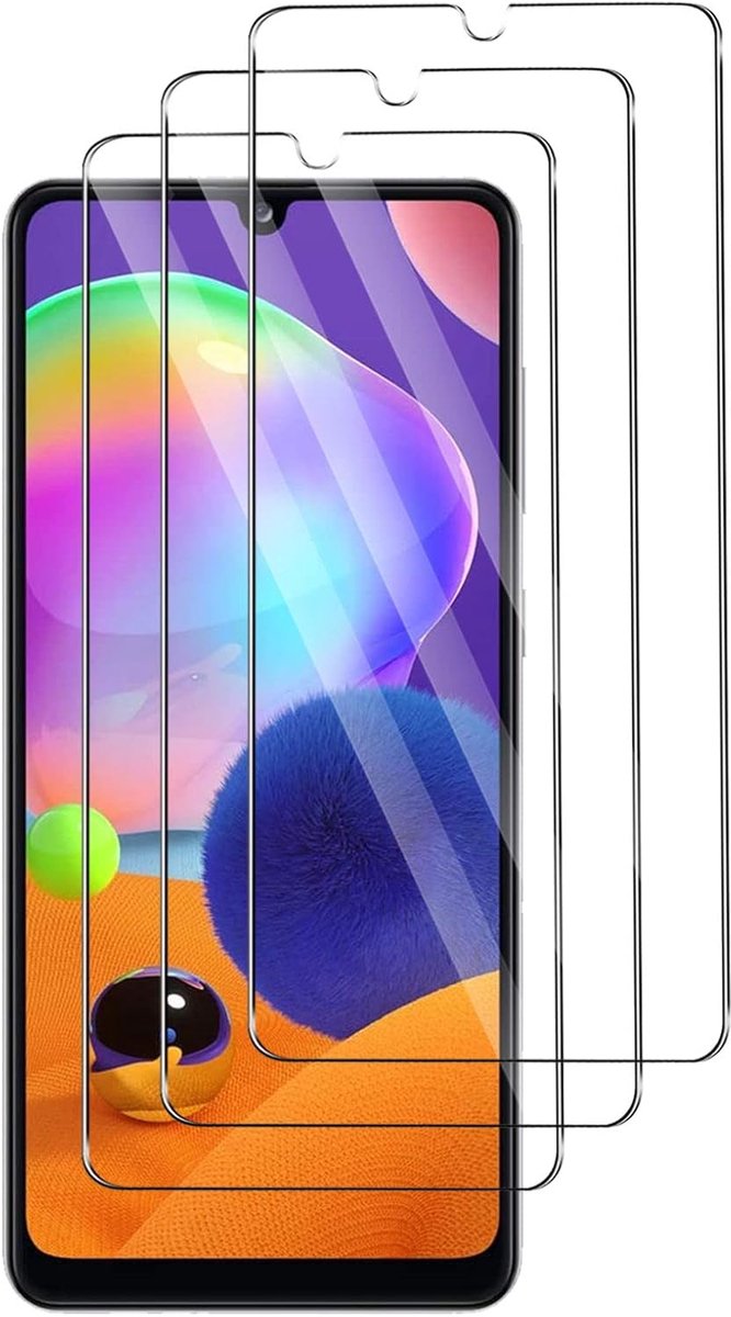 3 stuks beschermfolie voor Samsung Galaxy A31, HD displaybeschermfolie, volledige afdekking, 9H hardheid, anti-kras, anti-luchtbellen