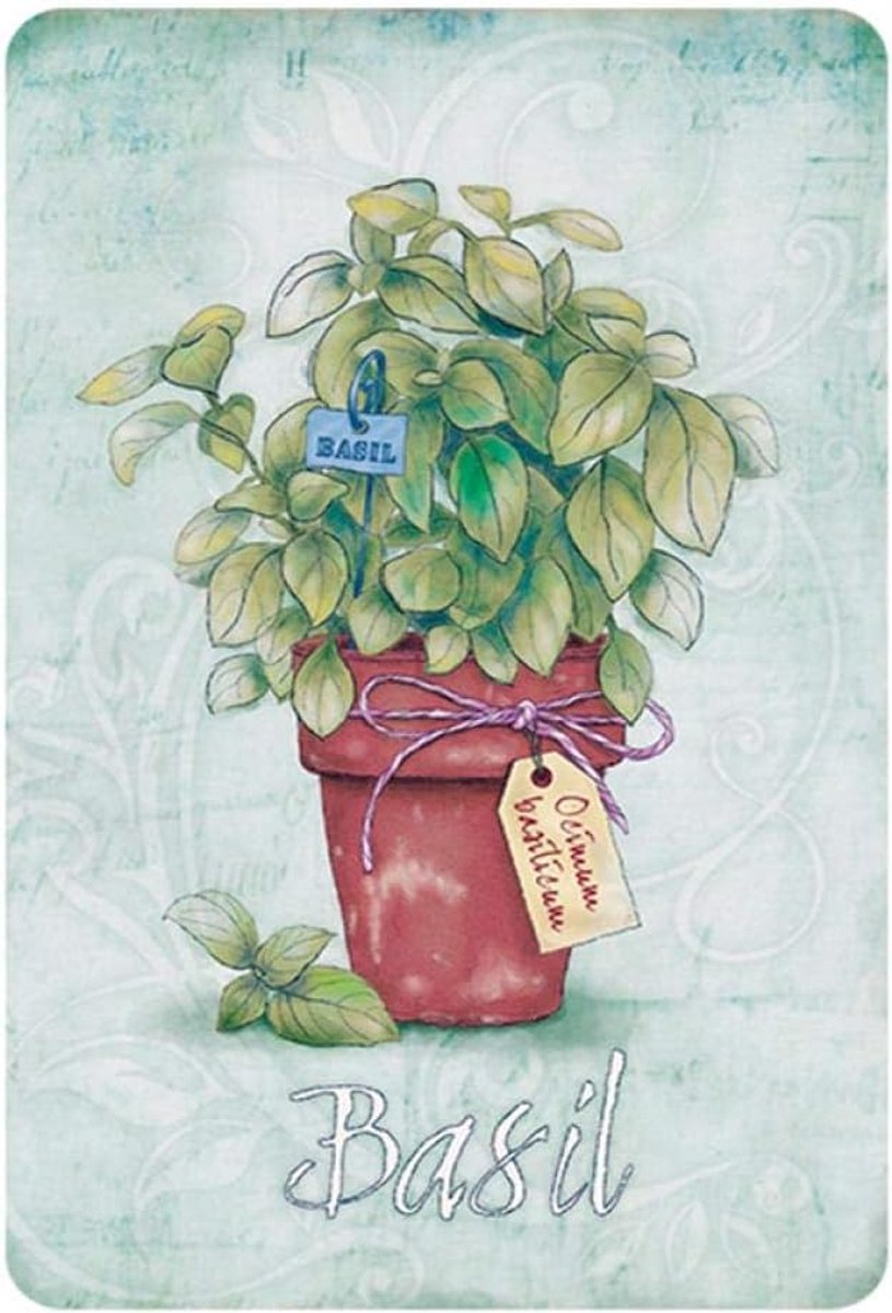 Bord Vintage Verse Kruiden Metalen Plaat Retro Ijzer Schilderij Mooie Bloemen En Groene Planten Woondecoratie Voor Kit 20x30cm 9