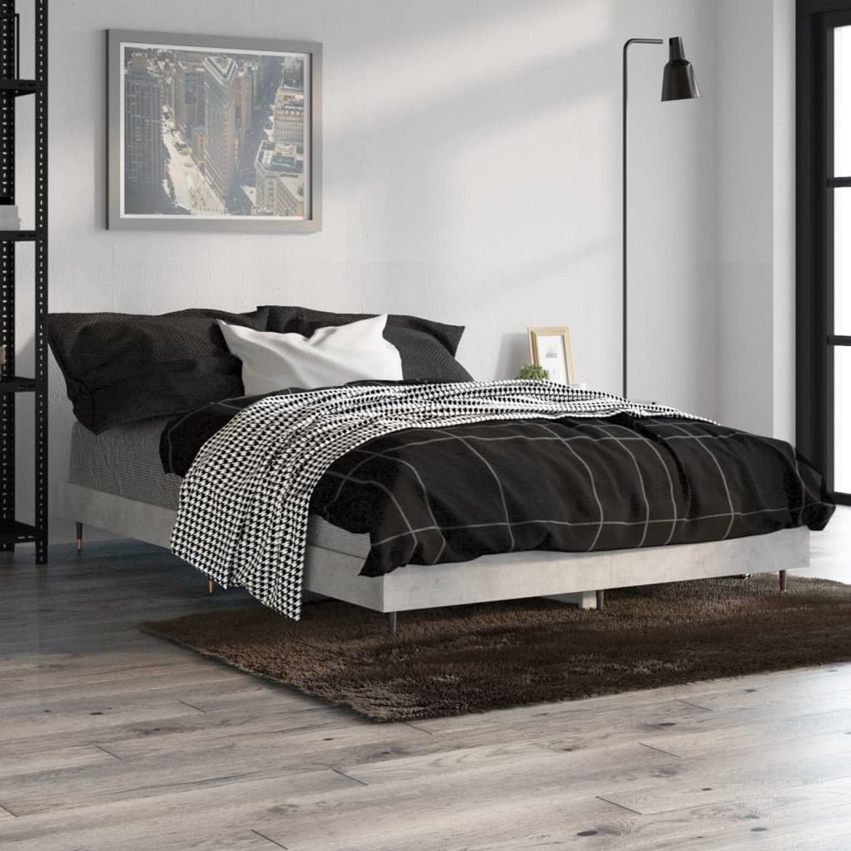 Hout stabiel metalen poten standaard 120x190 cm betongrijs