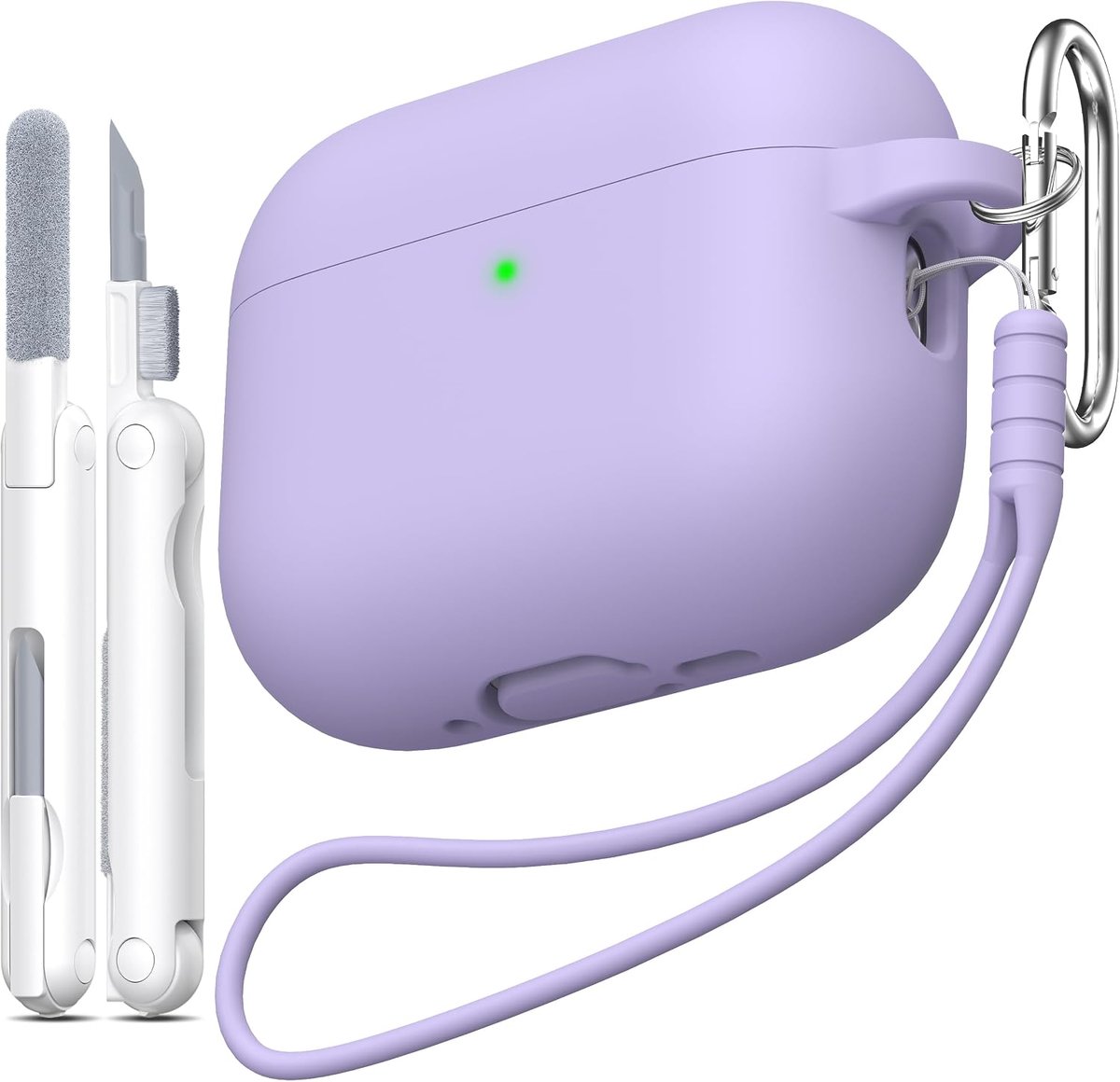 Voor AirPods Pro 3e Generatie Hoesje, Militaire Kwaliteit Anti-val Zachte Siliconen Schokabsorberend voor AirPods Pro 3 hoesje met Lanyard, Zichtbare LED aan de Voorkant, Druifpaars