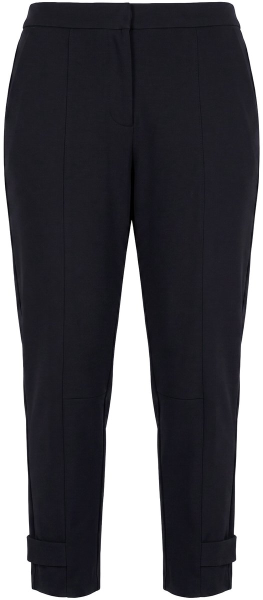Ulla Popken - Dames - Punto broek siernaad toelopende pijpen - Zwart - Maat 54+