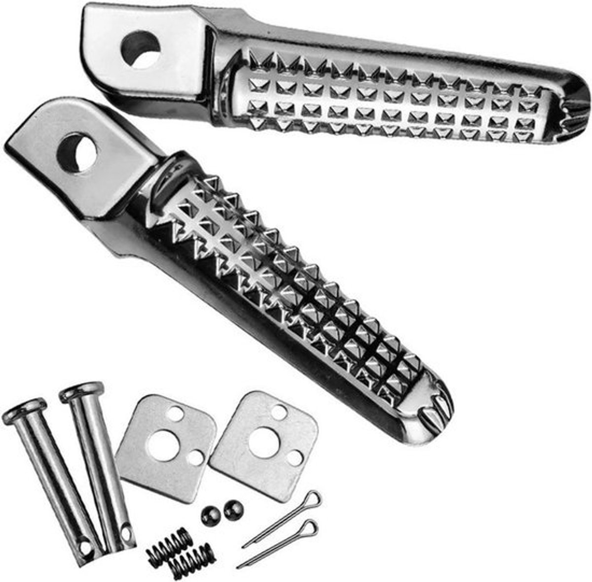 Voetsteunen Motorfiets - Motor Accessoires - Comfortabel Rijden - Universele Pasvorm - 1 Set - Zilver