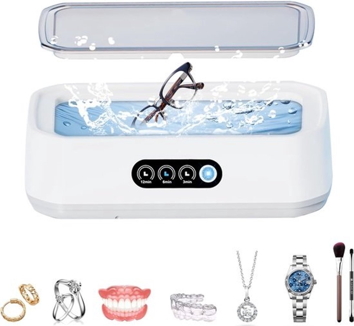 Ultrasoon Reiniger - Sieraden Wasser - Diepe Reiniging - 49000 Hz Frequentie - 650 ml Tank - Wit