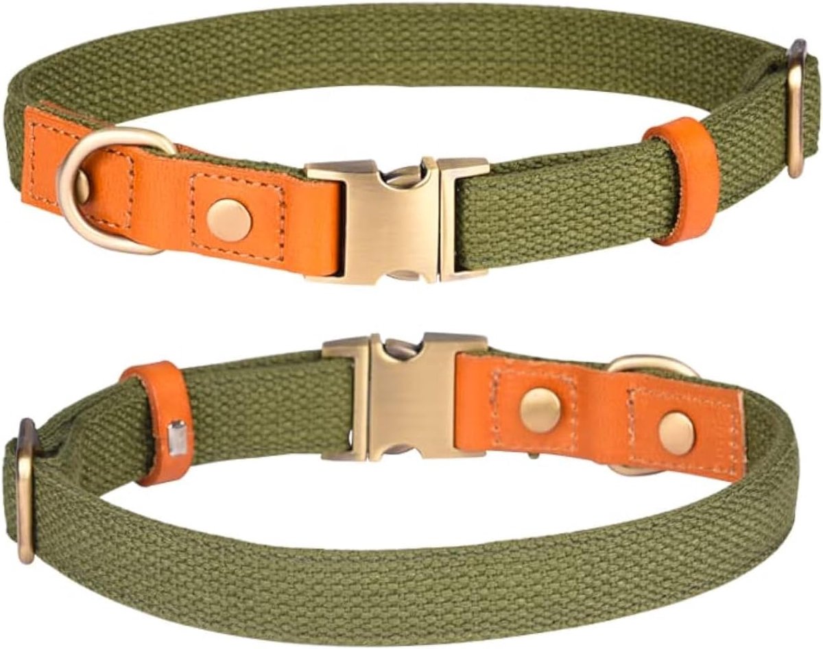Dailygoods- Halsband Verstelbaar - Nylon/Huisdierhalsband - Veiligheidsgesp - Roestvrij Stalen Sluiting - Lichtgewicht - Ademend Materiaal - Hondenhal