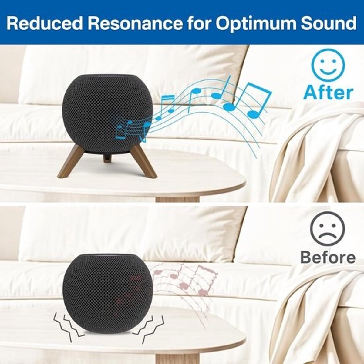 Soundbar Standaard - Onderstel Houder - Verbeter Geluid - Antislip Bescherming - 12 x 11 cm - Houtkleur