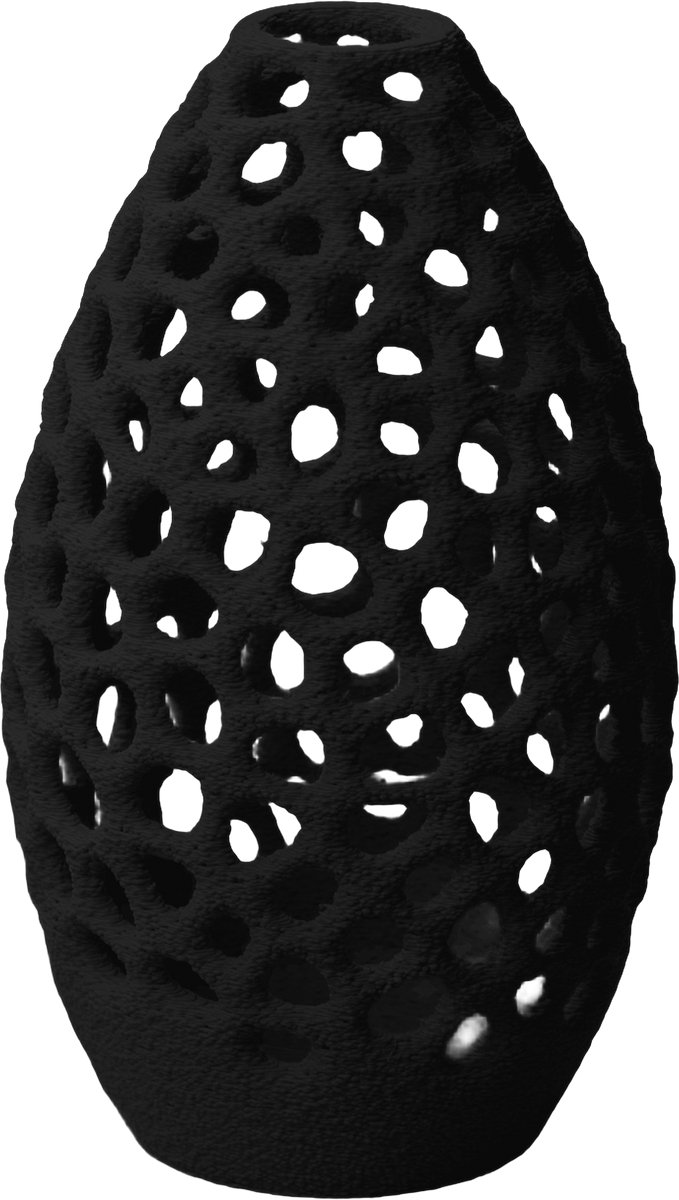 Layvo Petra Vaas - Zwart - 25 cm - droogbloemen vaas - minimalistische vaas - gerecycled plastic