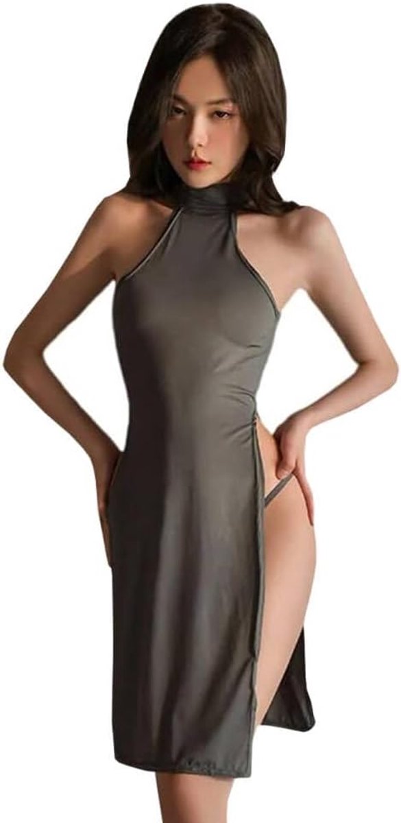 Cosplay nachthemd verleidelijke nachtkleding hoge split babydoll jurk voor dames