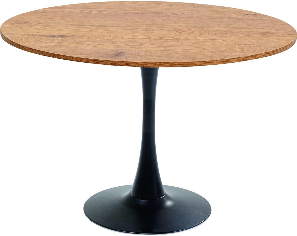 Design tafel Chickeria eiken, zwart, diameter 110 cm, ruimte voor 4-6 personen, moderne ronde eetkamertafel, tafelmeubel voor woonkamer, eikenhout, 74 x 110 x 110 cm (h x b x d)