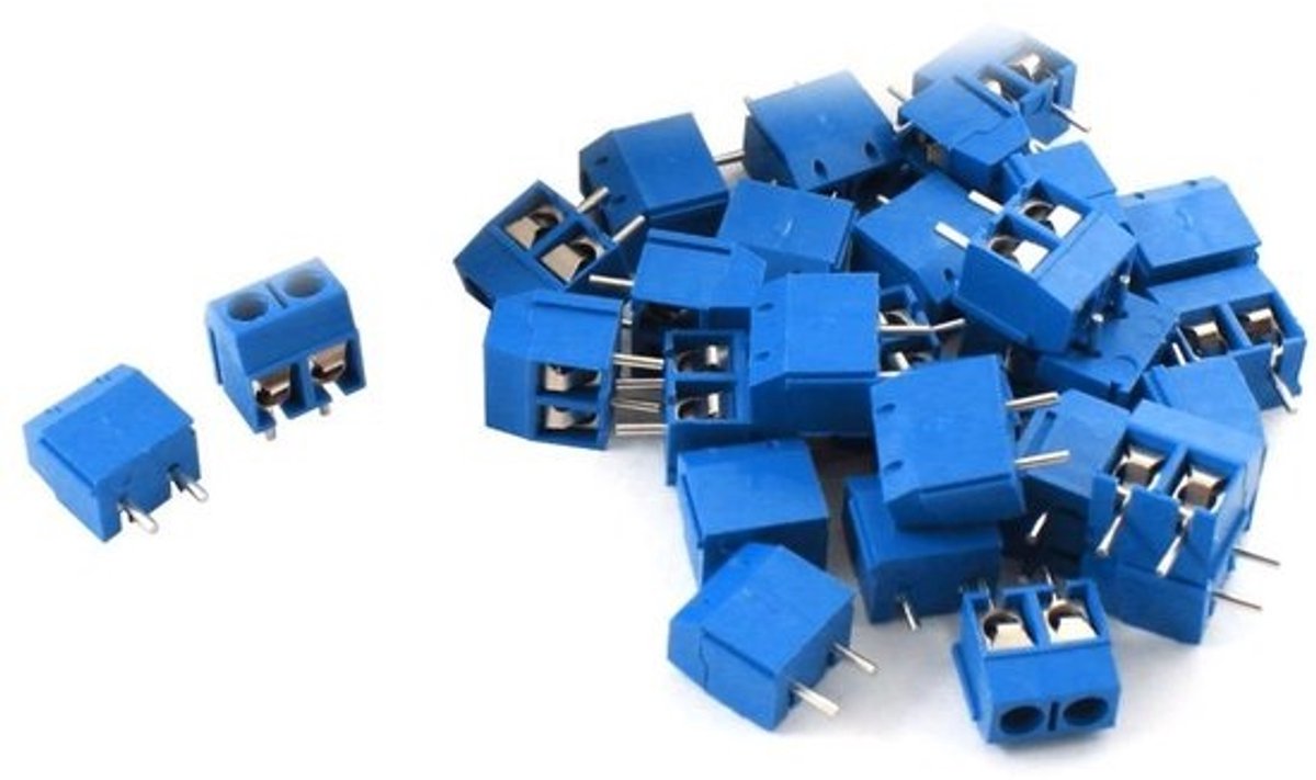 Schroefklemmenblok - PCB Connector - Elektronica Aansluiten - PCB Montage - 5.08mm Pitch - Blauw