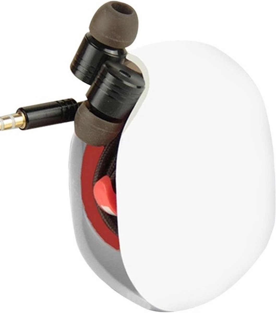 Snoeroproller - Kabel organizer - Draad opbergen - Automatisch oprolmechanisme - 7 x 5 x 2 cm - Wit