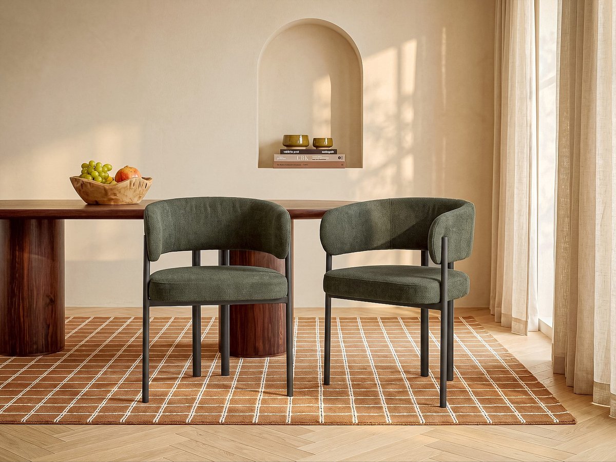 Vente-unique Set van 6 stoelen in stof en metaal - Groen - CIBARO