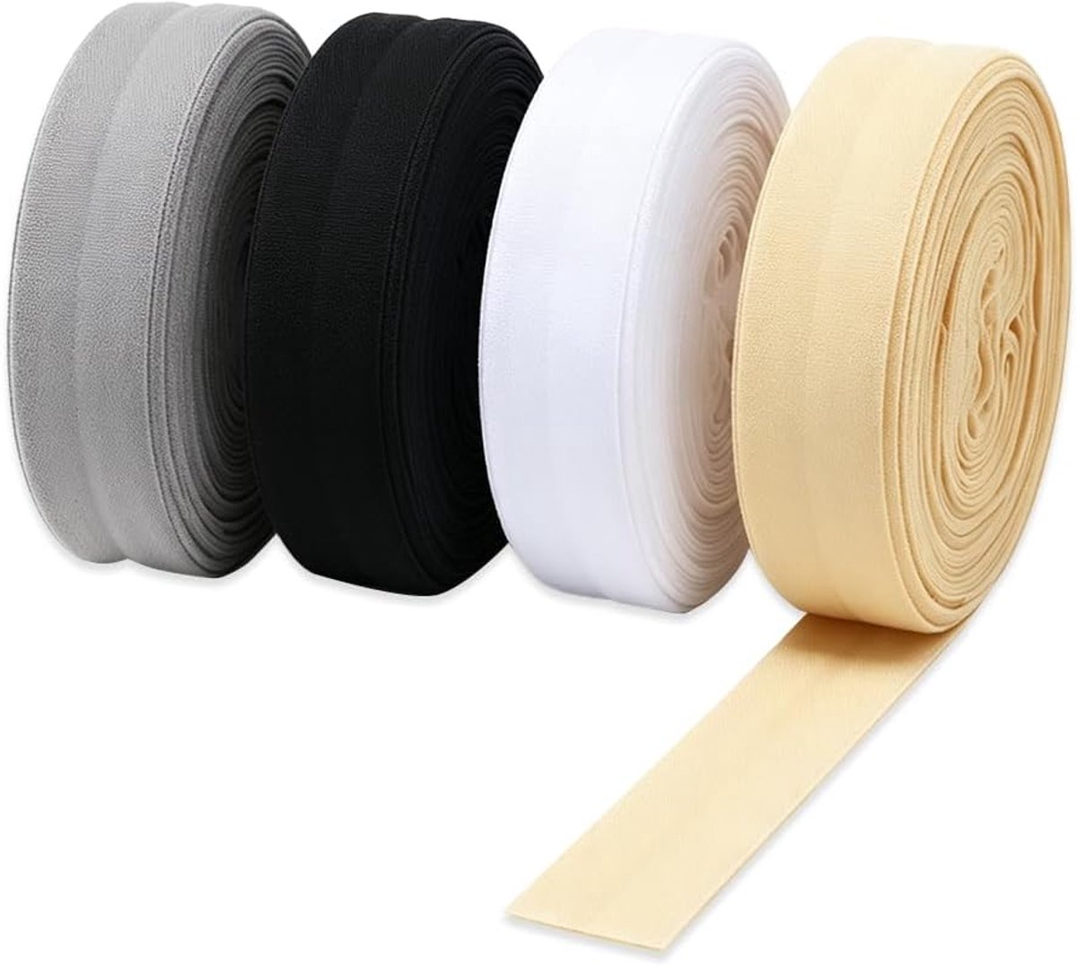 Rekbare biaisband, set van 20 mm, elastische biasband, plooiband, elastische rand