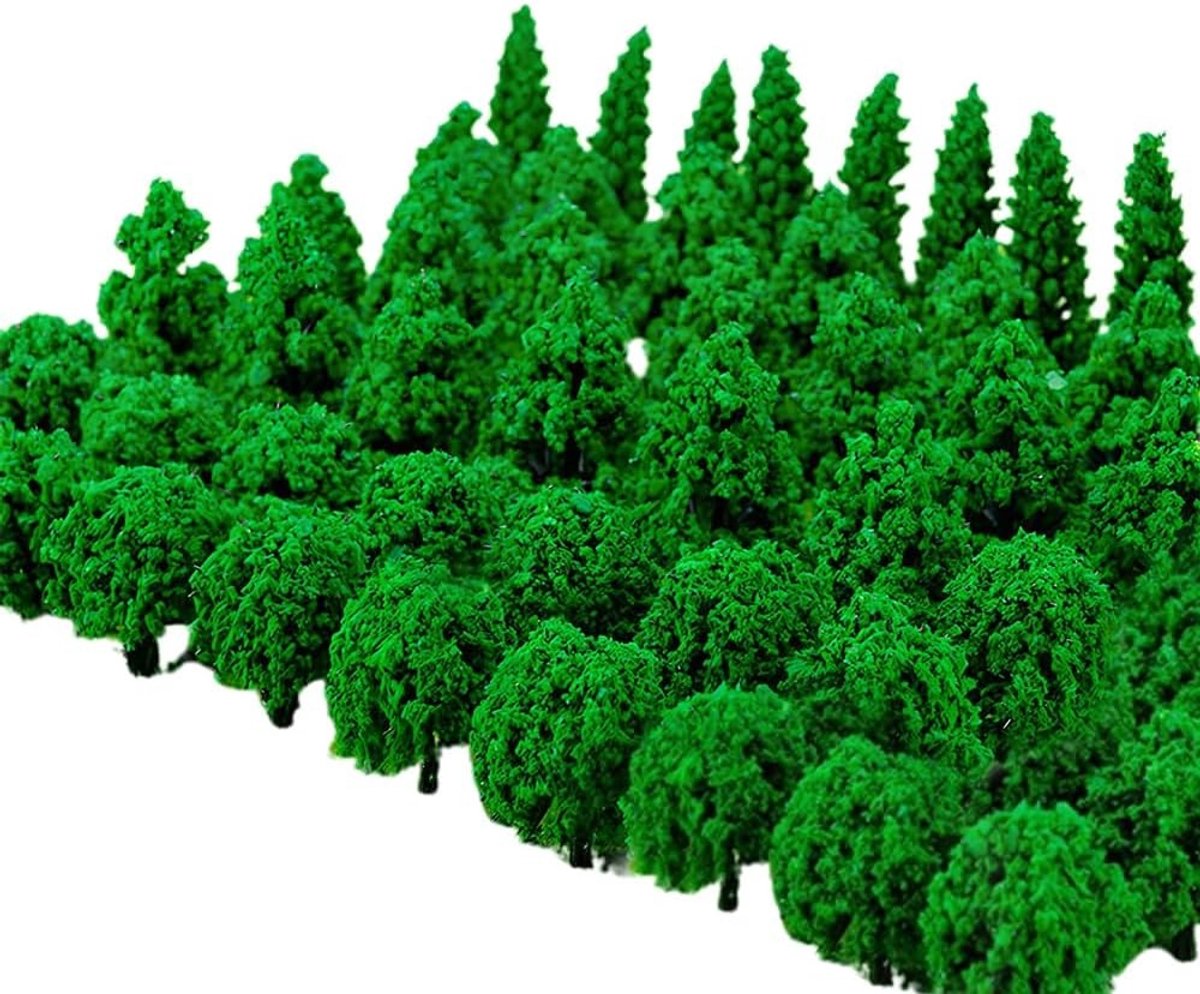 Gemengde Miniatuur Bomen Set van 50 Stuks, 4-8cm Hoog voor Diorama's, Spoorwegdecoratie en Landschapsontwerp (3 Stijlen)