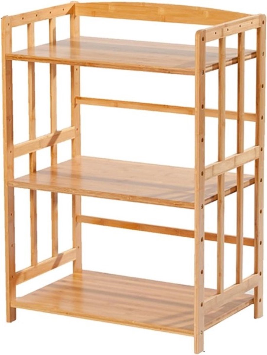 Bureaurekken - Opbergrek Printerrek - Kantoor Organiseren - Verstelbare Laaghoogte - 60x38x83cm - Natuurlijk Bamboe