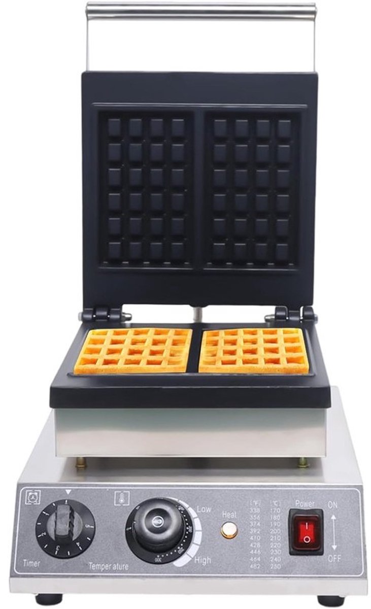 Elektrisch Wafelijzer - Apparaat Bakken - Snelle Wafels Maken - Dubbele Vormen - 2000 Watt - Zilver Zwart