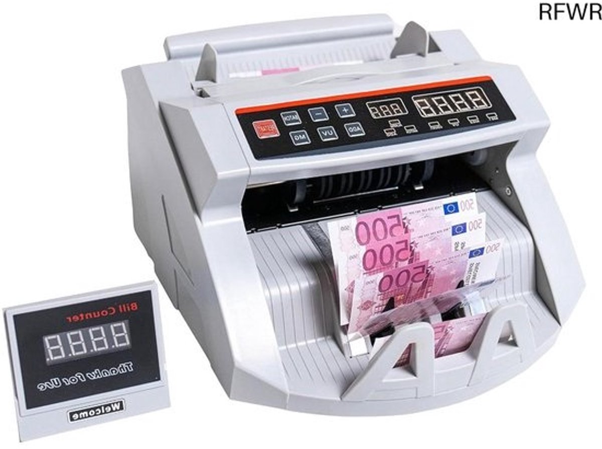 Geldtelmachine - Biljettelmachine - Snel Geld Tellen - Drievoudige Valsgeld Detectie - 1000 Biljetten/Min - Wit