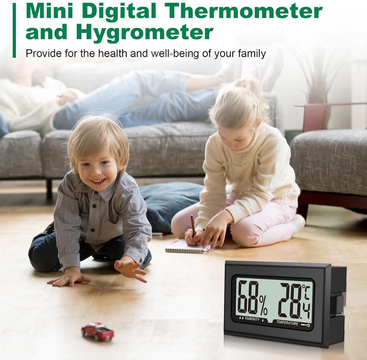 8 stuks luchtvochtigheidsmeter, thermometer, mini digitale hygrometer met lcd, temperatuur kamerthermometer voor binnen, kantoor, woonkamer en wijnkelder (batterijen inbegrepen) (8) — cadeau in Cadeau-ideeën - foto 4