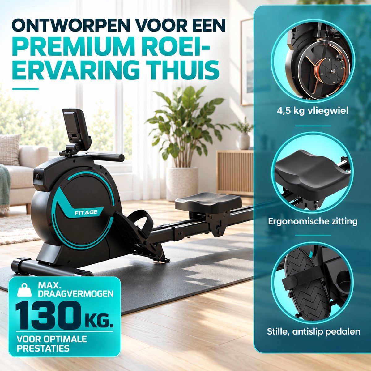 FITAGE FITAGE Roeitrainer Roeimachine - afbeelding 4