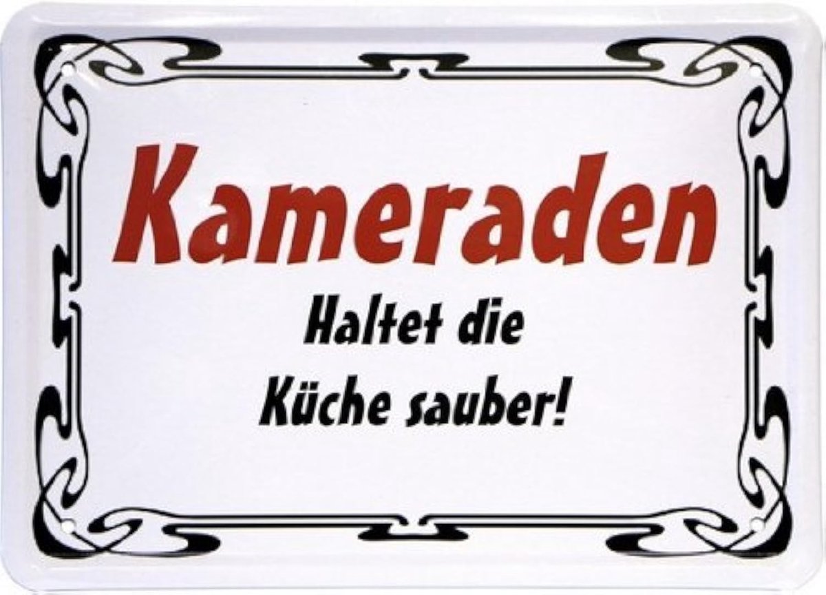 bord 15 x 21 cm"Camerades - Houdt de keuken schoon!" Funny spreuk MJ 140