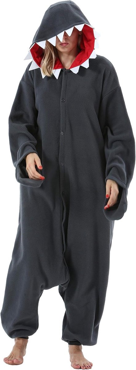 overall, pyjama, outfit, nachtkleding, onesie voor volwassen dames en heren, voor anime, dierencosplay, Halloween, gekostumeerde avond, uniseks, voor lengte 148-187 cm