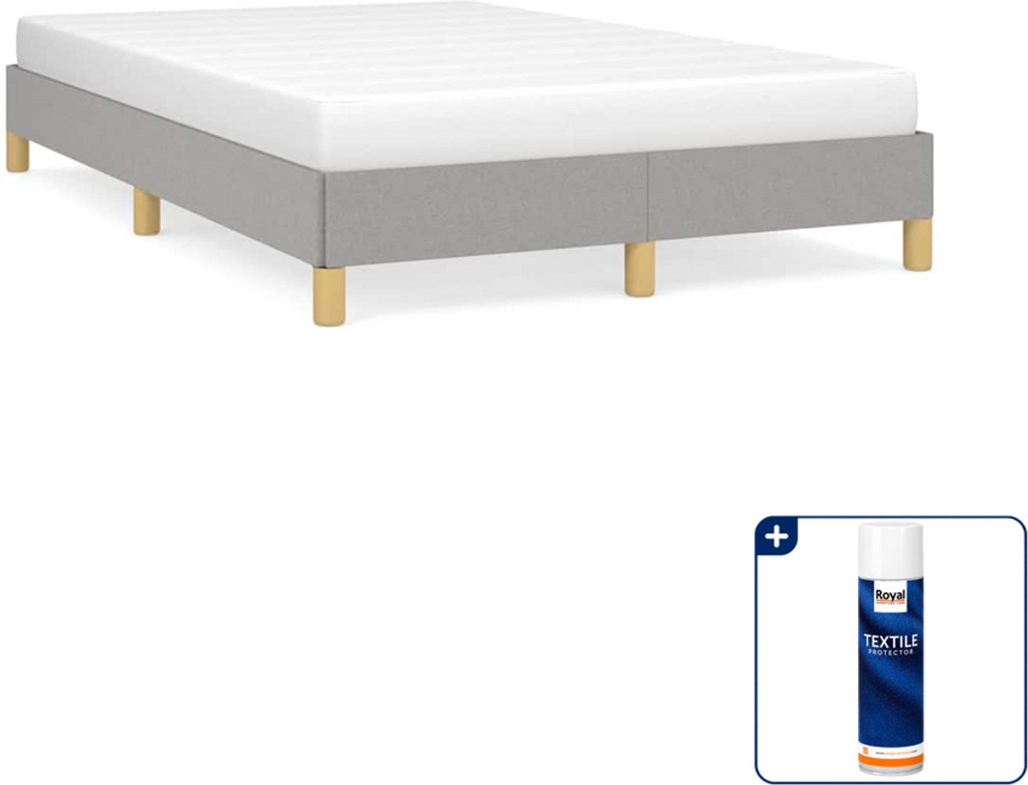 vidaXL Bedframe - 120 x 200 cm - stof - lichtgrijs - Inclusief textielbeschermer 500 ml